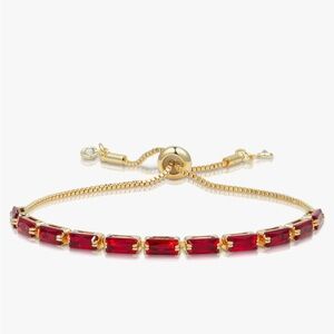 Ruby CZ tennis bracelet adjustable with crystals